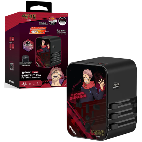 XPower P/N:TA45B JY-313-JSU TA45BV 6輸出 45W PD/PPS GaN旅行充電器 (咒術迴戰 - 兩面宿儺)